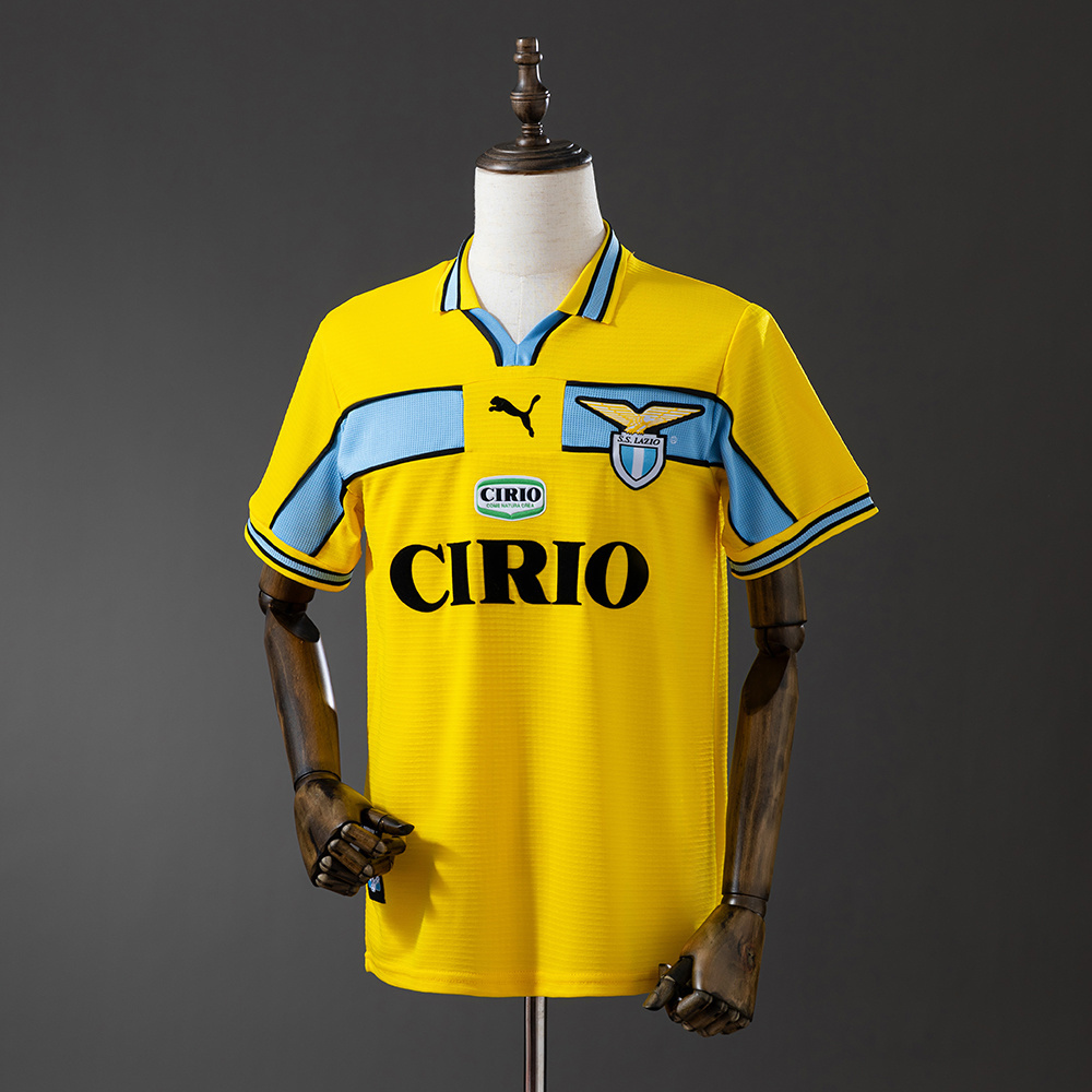 Lazio 1998/99 Yellow Retro Jersey – Vintage Replica Football Soccer Shirt – S–XXL