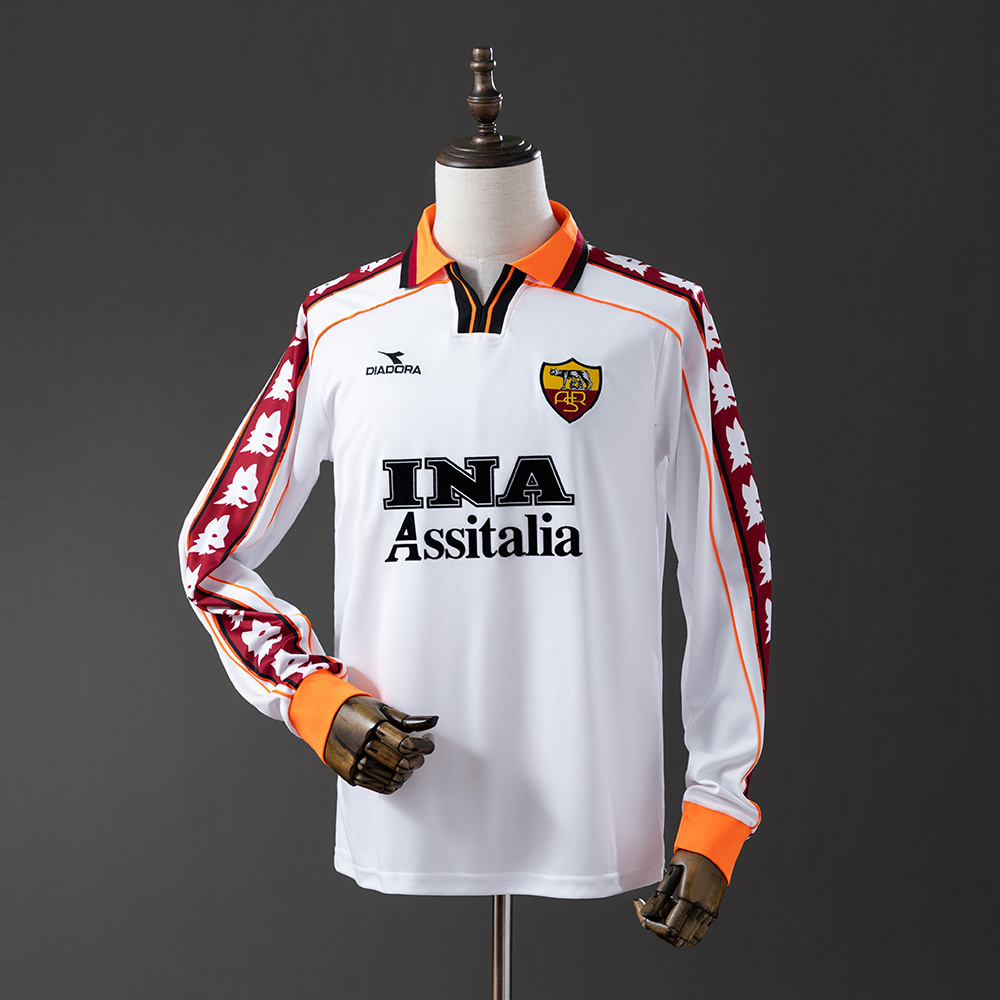 Roma 1998/99 Away Long Sleeve Retro Jersey – Vintage Replica Football Soccer Shirt – S–XXL