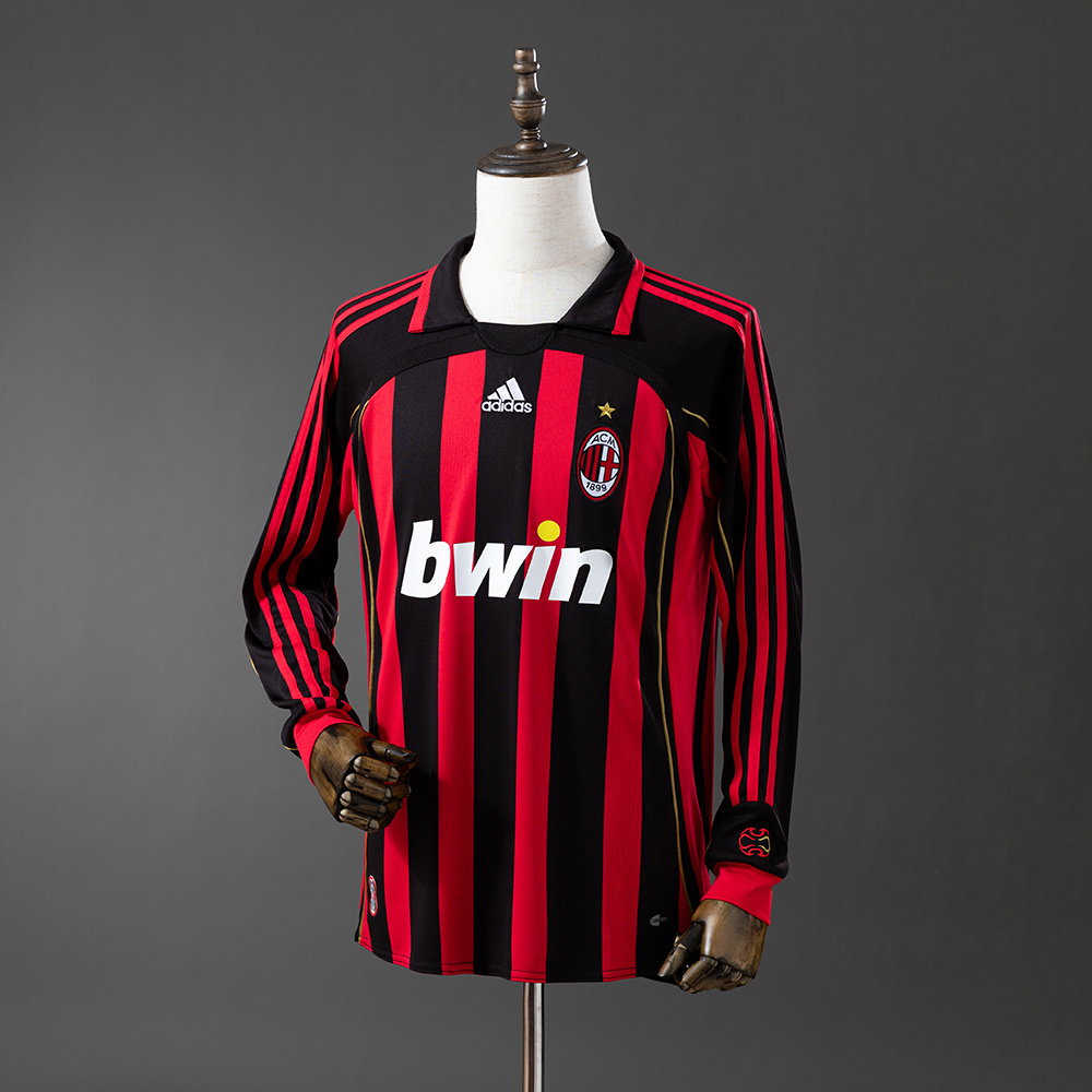 AC Milan 2006/07 Home Long Sleeve Retro Jersey – Vintage Replica Football Soccer Shirt – S–XXL