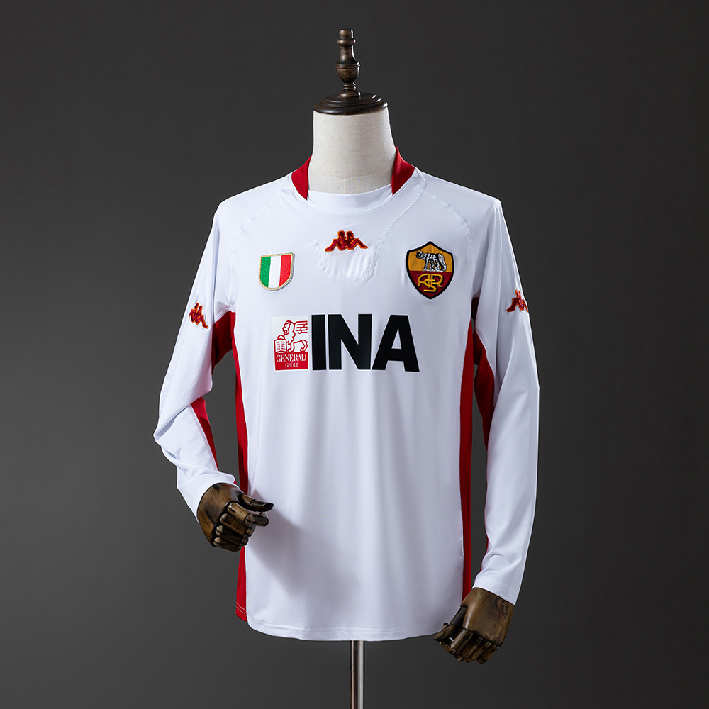 Roma 2001/02 Away Long Sleeve Retro Jersey – Vintage Replica Football Soccer Shirt – S–XXL