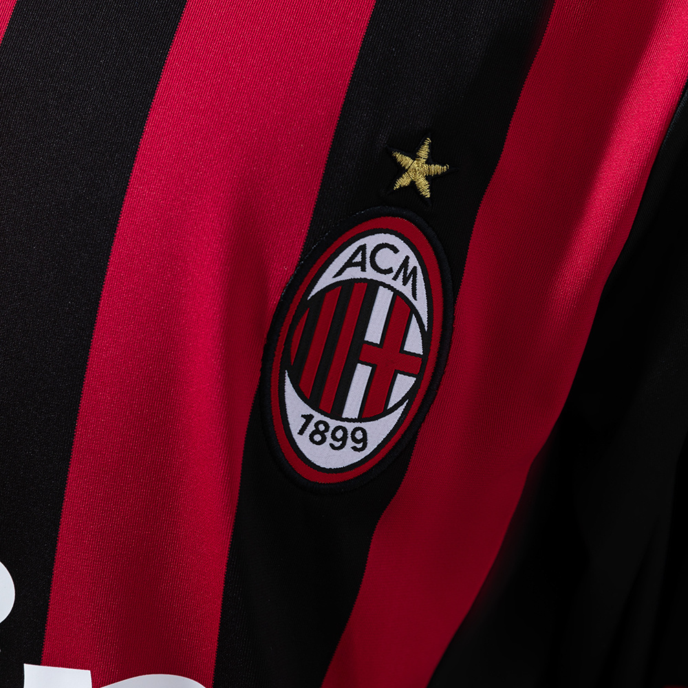 AC Milan 2013/14 Home Long Sleeve Retro Jersey – Vintage Replica Football Soccer Shirt – S–XXL