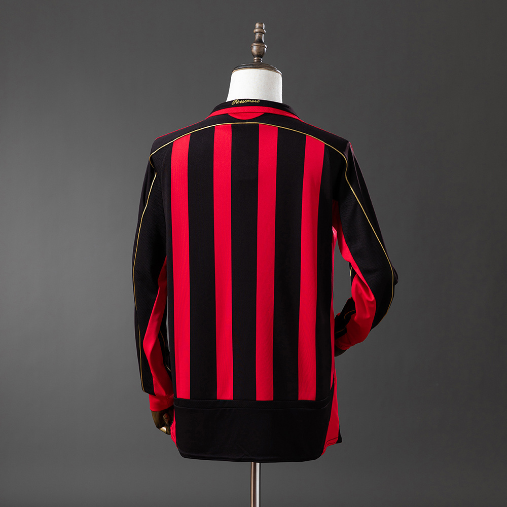 AC Milan 2006/07 Home Long Sleeve Retro Jersey – Vintage Replica Football Soccer Shirt – S–XXL
