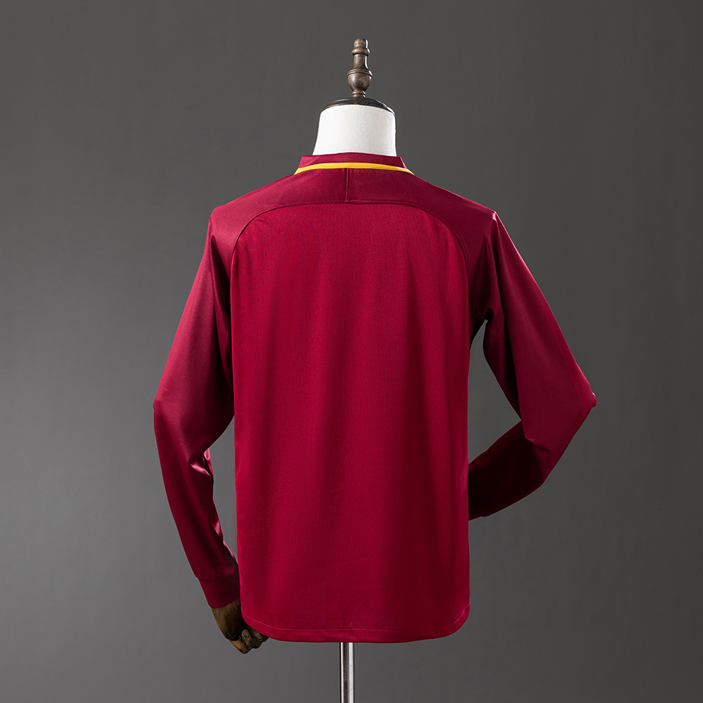 Roma 2017/18 Home Long Sleeve Retro Jersey – Vintage Replica Football Soccer Shirt – S–XXL