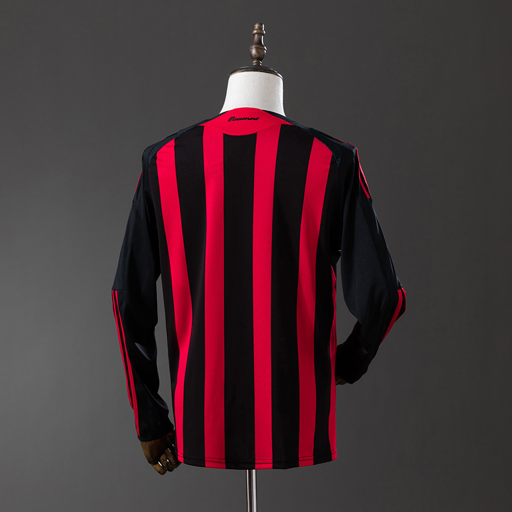 AC Milan 2008/09 Home Long Sleeve Retro Jersey – Vintage Replica Football Soccer Shirt – S–XXL