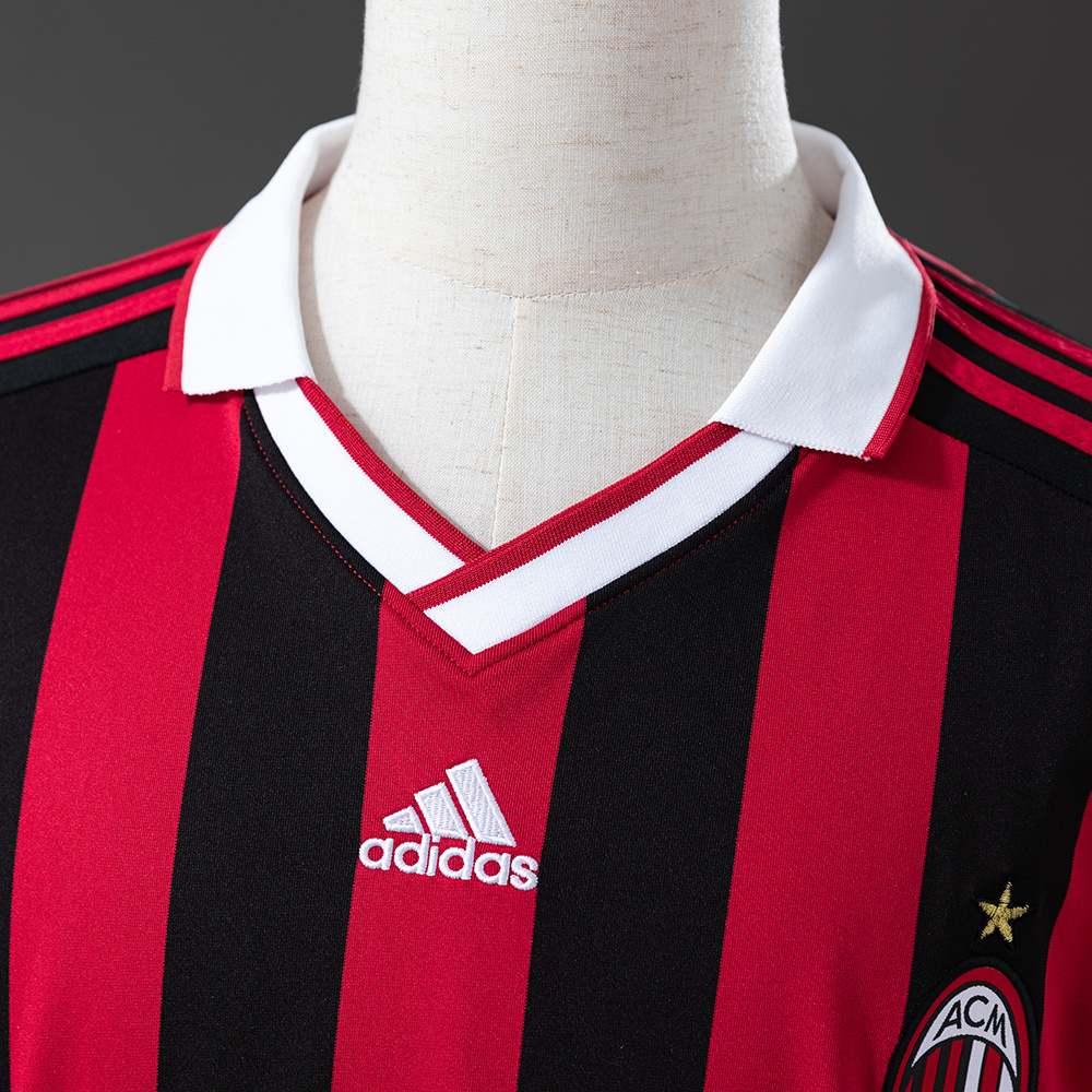 AC Milan 2013/14 Home Long Sleeve Retro Jersey – Vintage Replica Football Soccer Shirt – S–XXL