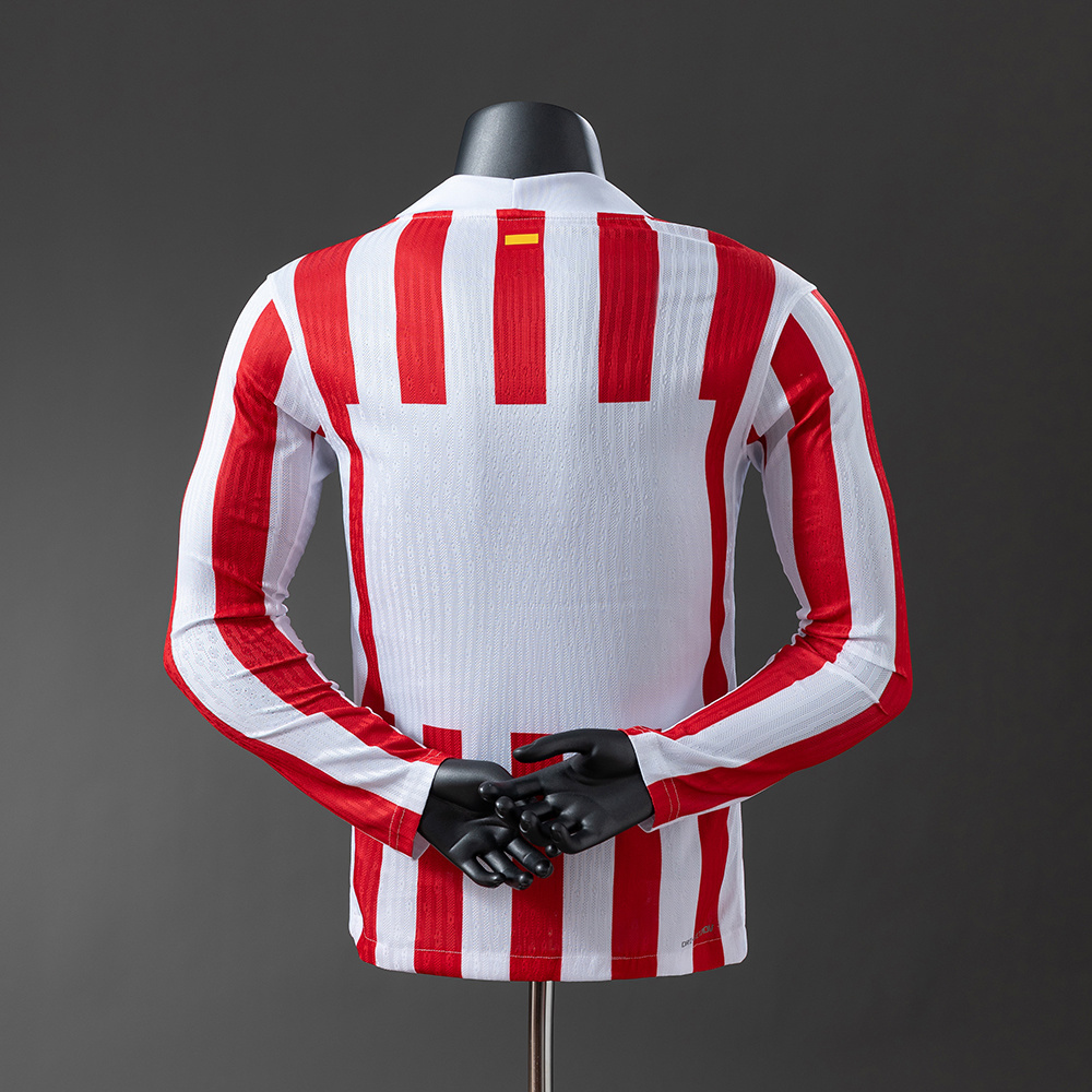 Atletico Madrid 25/26 Home Player Version Long Sleeve Jersey – Replica Football Soccer Shirt – Size S–2XL