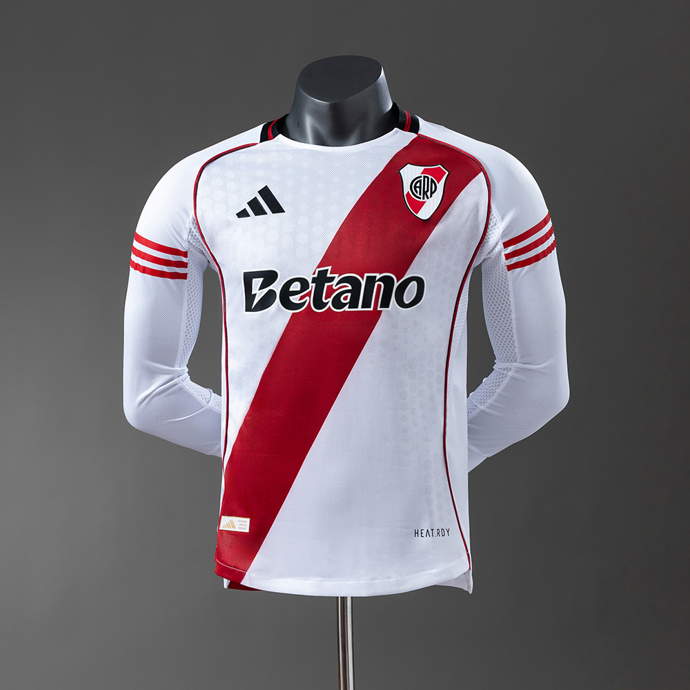 River Plate 25/26 Player Version Home Long Sleeve Jersey – Replica Football Soccer Shirt – S–4XL