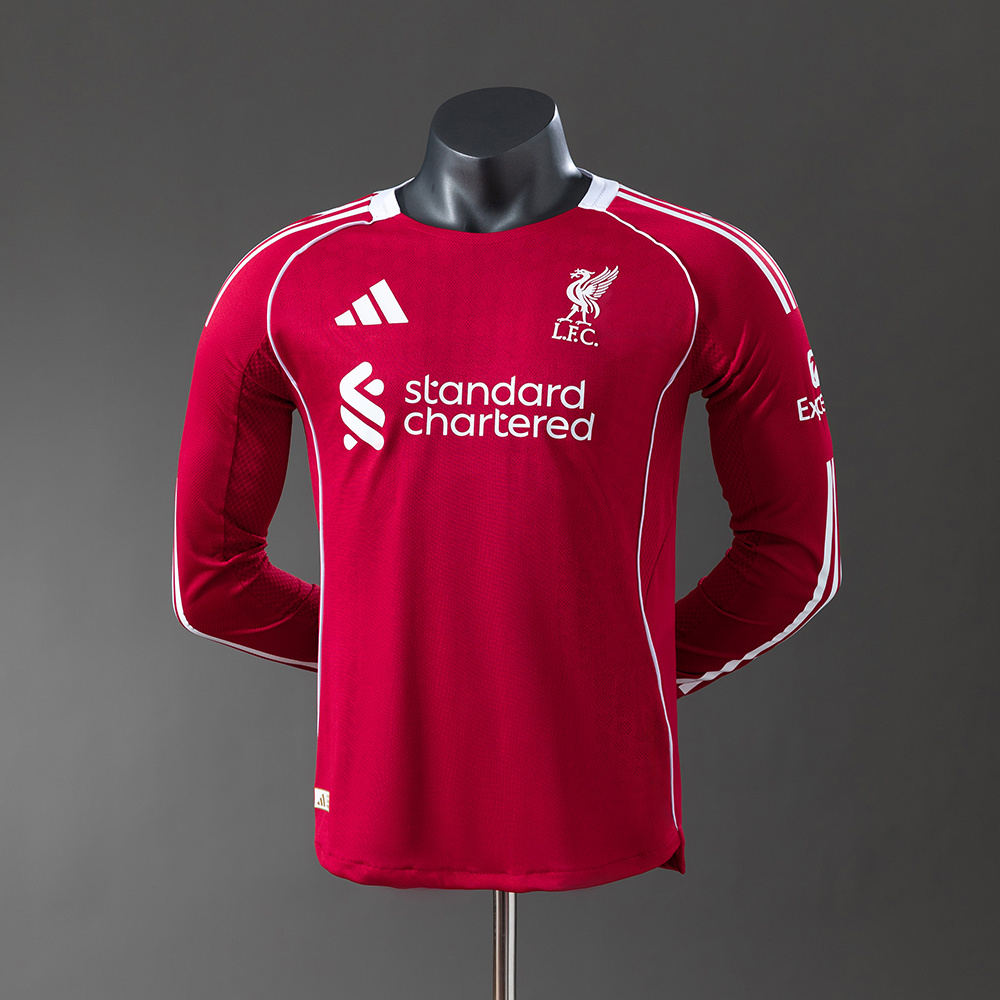 Liverpool 25/26 Player Version Home Long Sleeve Jersey – Replica Football Soccer Shirt – S–3XL