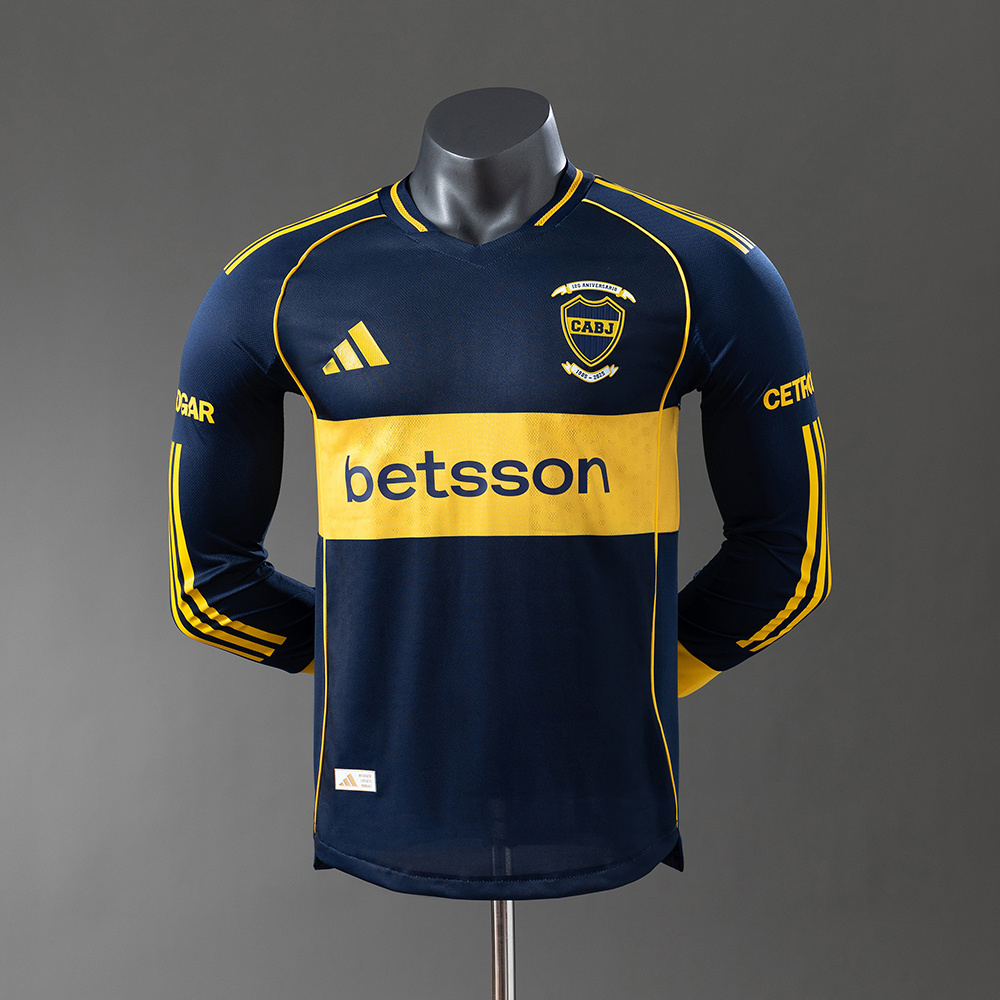Boca Juniors 25/26 Player Version Home Long Sleeve Jersey – Replica Football Soccer Shirt – S–4XL