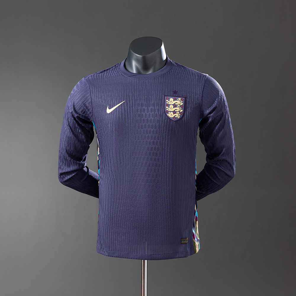 England 2024 Away Long Sleeve Player Version Jersey – Replica Football Soccer Shirt – S–3XL