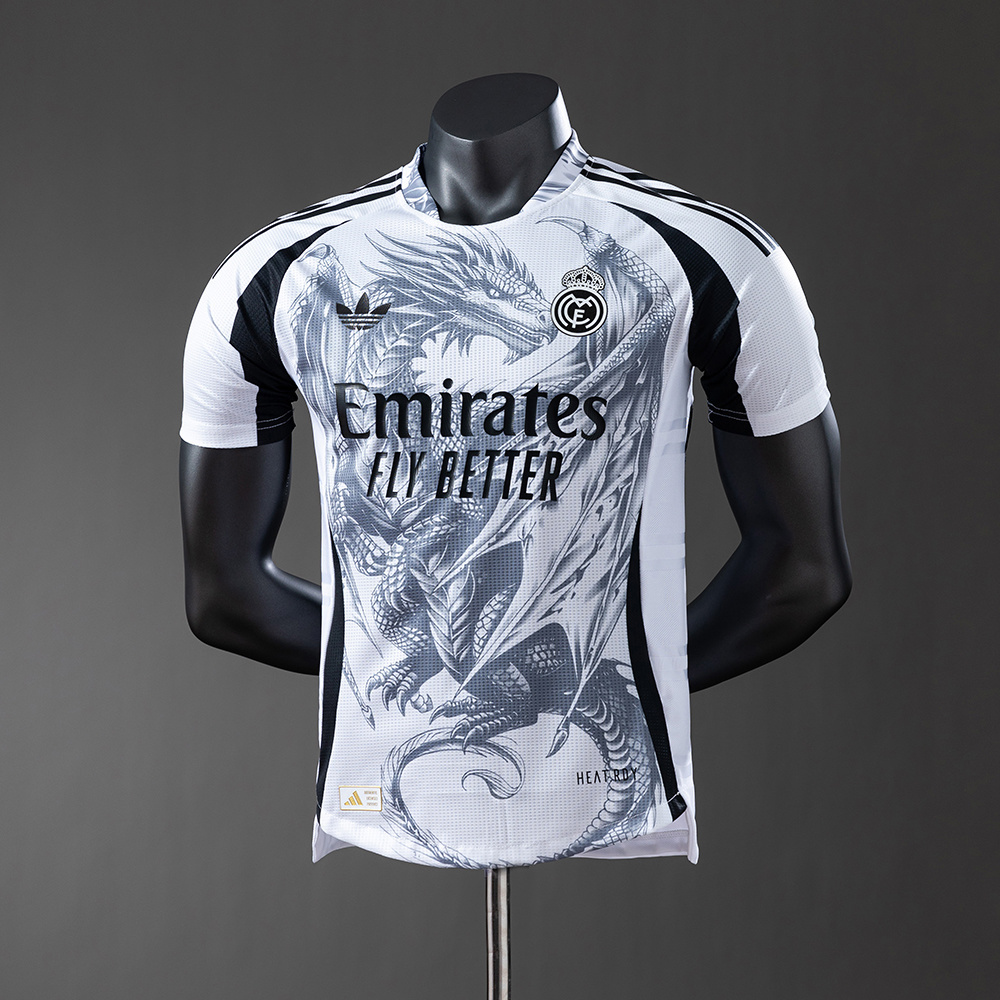 Real Madrid 25/26 White Dragon Horse Player Version Jersey – Replica Football Soccer Shirt – S–3XL