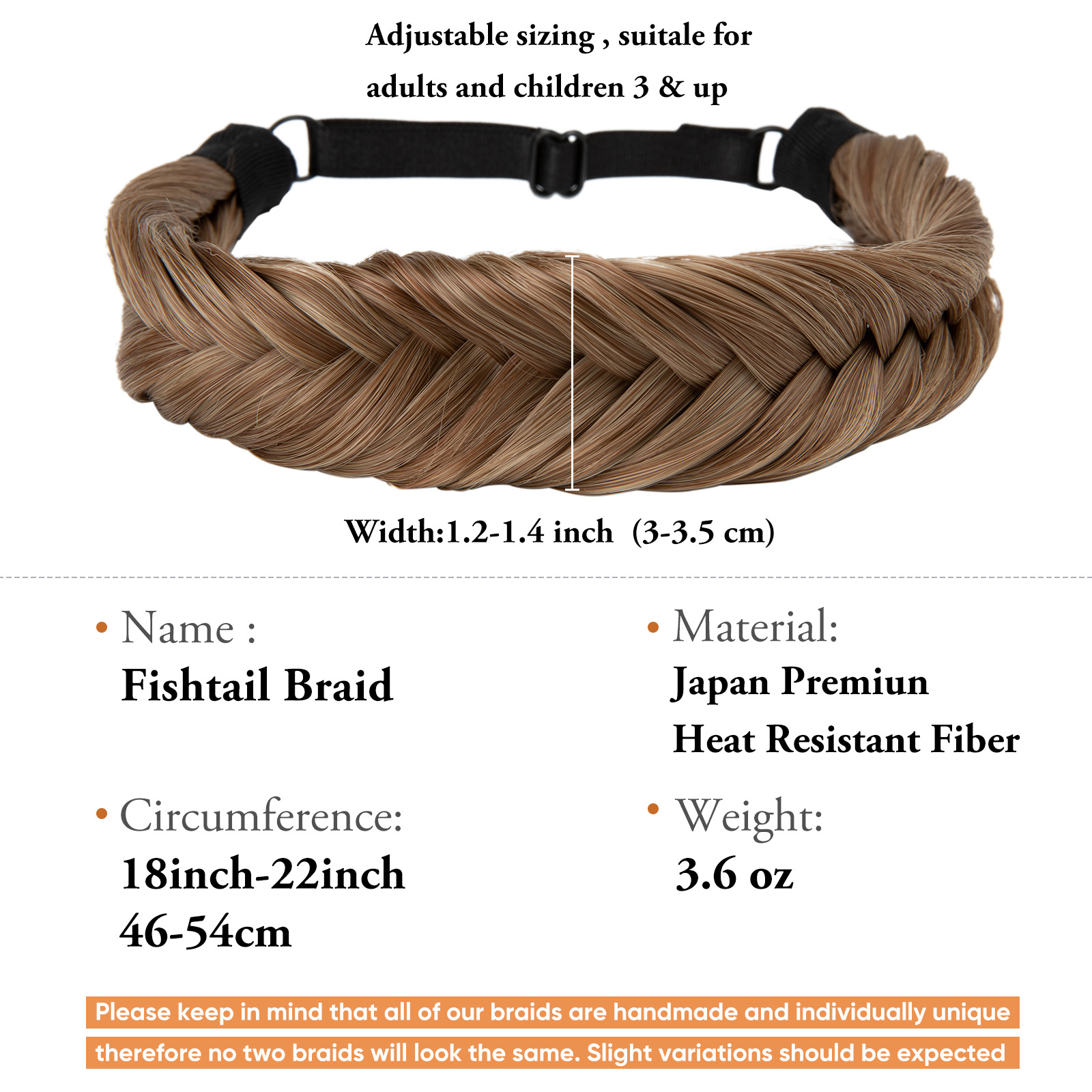 Hair braided headband soft&comfortable versatile fish braid wig