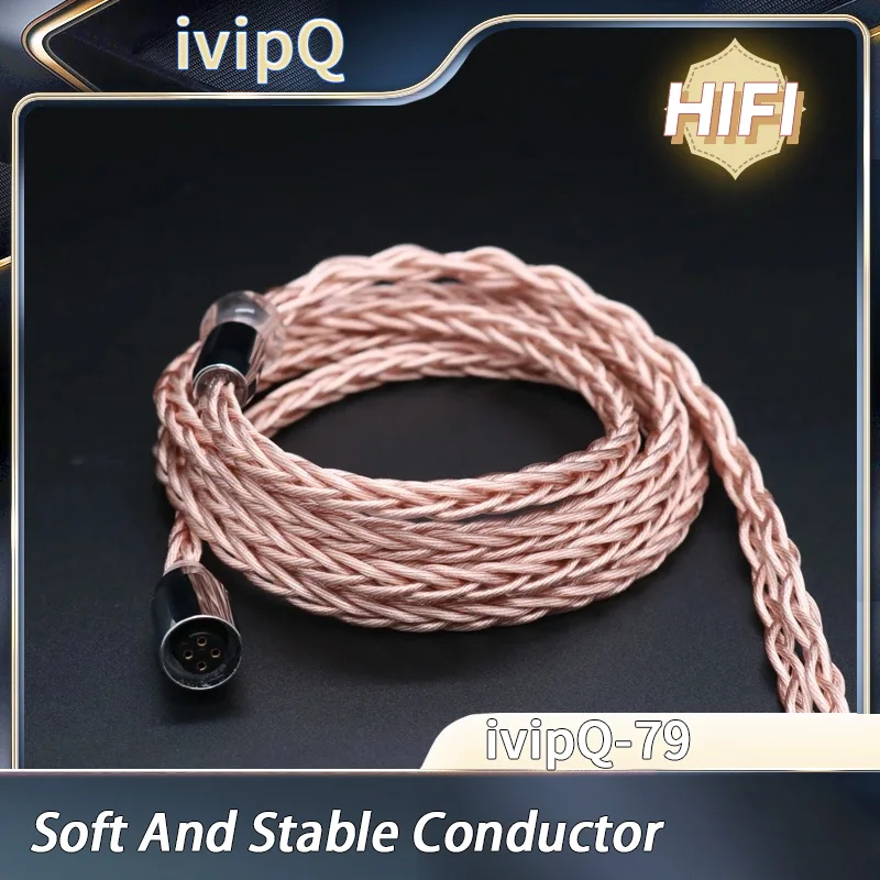 ivipQ-79 2.5/3.5MM/4.4MM Plug With MMCX/2PIN Graphene Upgrade Modular Cable LITZ Structure Alloy Copper + Graphene Earphone Upgrade Cable