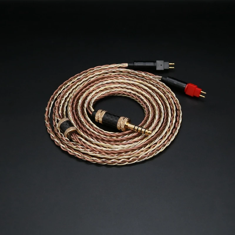 ivipQ-302 12 Core 99.99% Purity OCC and Single Crystal Silver Gold Mixed Headphone Upgrade Cable For HD650 HD800 HIFIMAN ANANDA