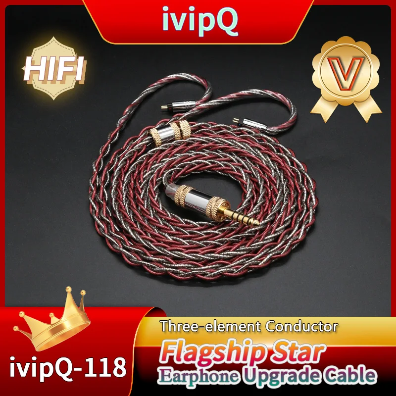 ivipQ-118 Flagship Cable 26AWG High Fidelity Earphone Replacement Cable With MMCX 2PIN N5005 For Fiio Fh7 KATO Bravery Vocal Rinko