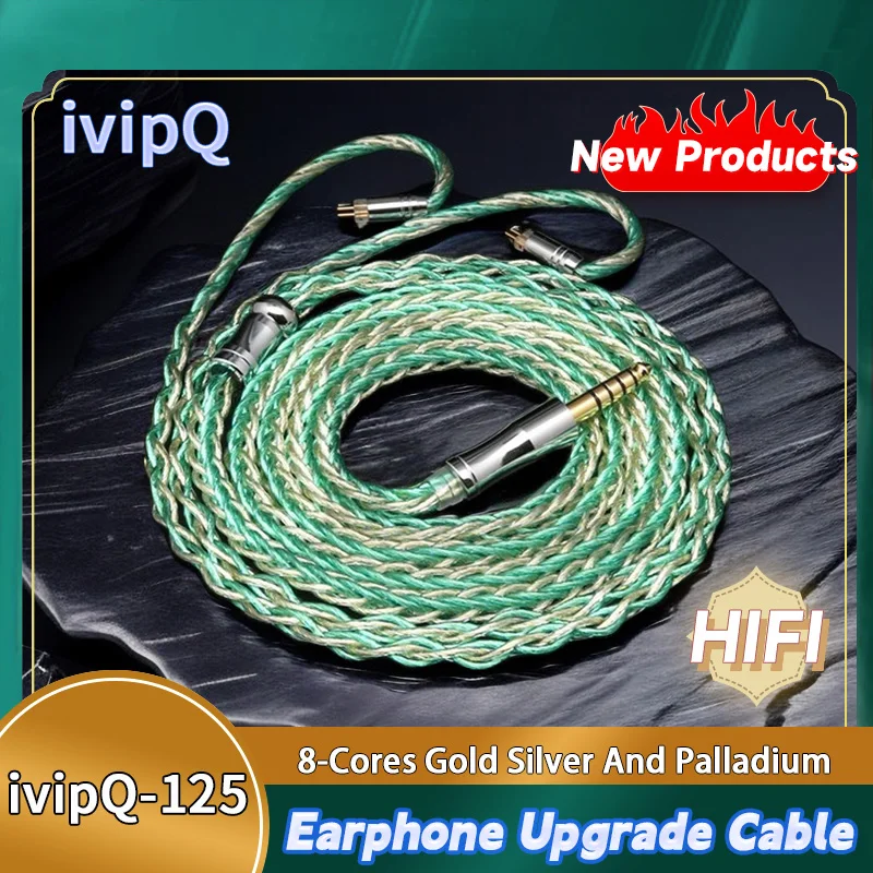ivipQ-125 8 Core Gold Silver And Palladium HiFi IEM Earphone Cable With MMCX 2PIN N5005 IE900 For Conch V11 V12 MK3 Neko Perfomer8