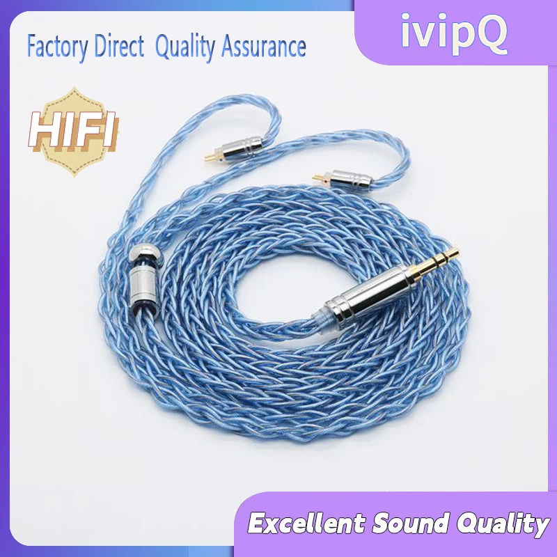 ivipQ-83 8 Core Silver Foil Earphones Wire MMCX/0.78mm 2 Pin High-end Headphone Upgrade Cable For SE846 SE535 UE900S ED12 TRN V80