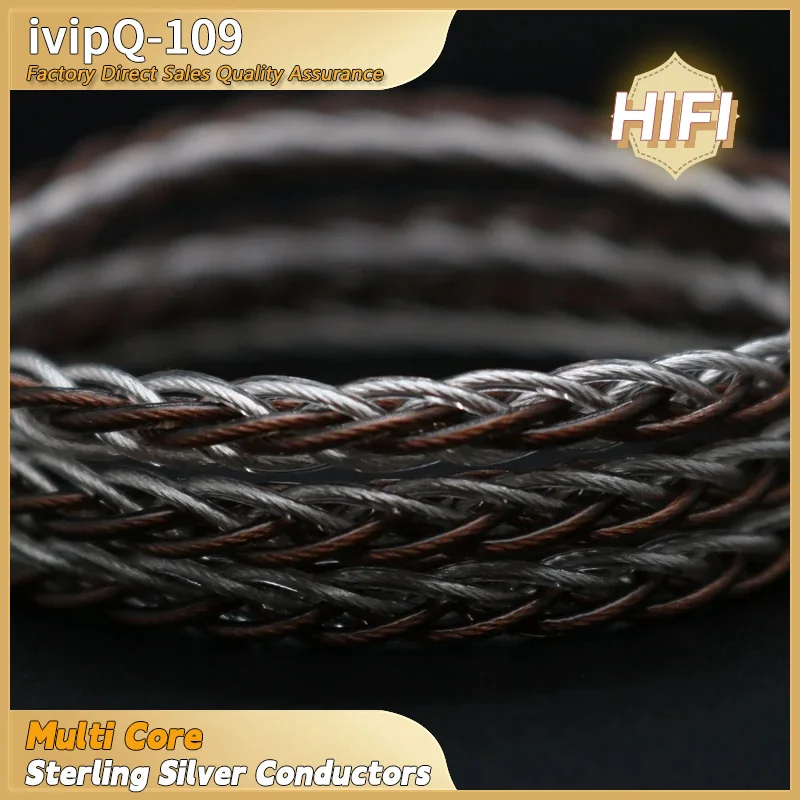 ivipQ-109 High Fidelity 8-Core 7N OCC+Multi Core Sterling Silver Earphone Upgrade Cable With MMCX/0.78mm/2PIN,For MK4 N5005 IEM