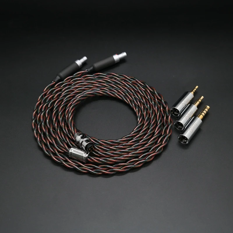 ivipQ-55 HiFi 7N OCC+Rare Earth Alloy Copper Modular Plug (2.5+3.5+4.4mm) Headphone Cable For HD580 HD650 HD800 HIFIMAN ANANDA