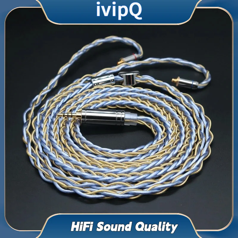 ivipQ-60 8-Core Earbud Wire 7N Litz OCC and 6N Gilt OCC Mixed Cable 2.5mm/3.5mm/4.4mm/MMCX/2PIN/0.78mm Earphone Upgrade Line