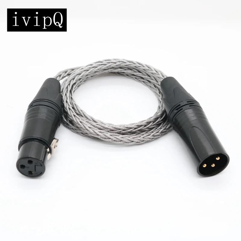 ivipQ-53 Hifi XLR Cable High Purity 8-Core Graphene XLR Male to Female Audio Cable for Microphone Mixer