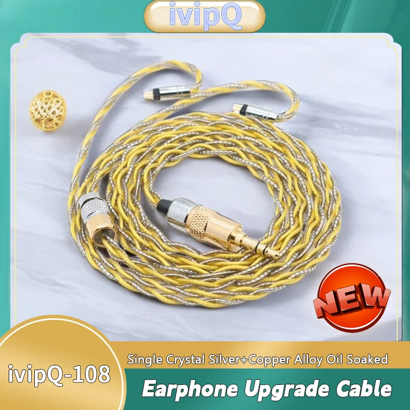 ivipQ-108 HiFi 4-Core Earphone Upgrade Cable Single Crystal Silver+Copper Alloy Oil Soaked With MMCX/0.78mm/2PIN/2.5/3.5/4.4mm