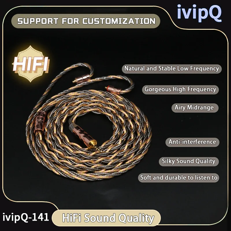 ivipQ-141 6 Core Golden Ratio Special Weaving Technology Earphone Cable MMCX 2Pin for N5005 MK4 Legacy2 Blessing3 Variations MK4 F1