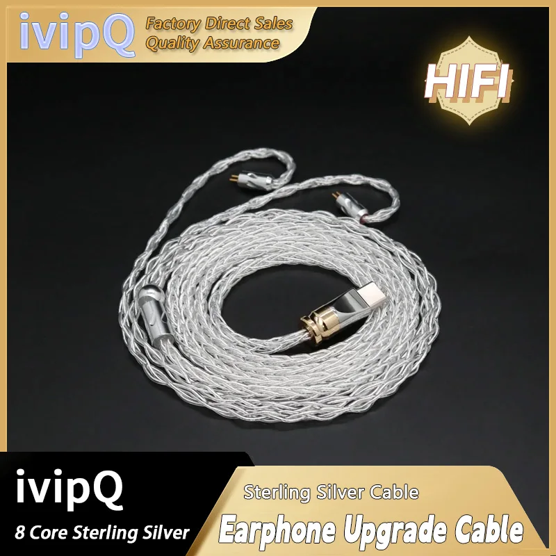 ivipQ 8 Core Sterling Silver USB-C/Type-c 2.5/3.5/4.4mm Plug Earphone Replace Cable MMCX/2PIN/QDC/TFZ ,For IE900/FH7/NX7/N5005