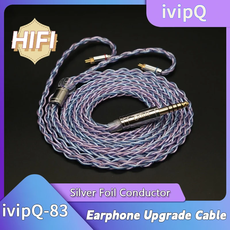 ivipQ-83 8 Core Silver Foil Earphones Wire MMCX/0.78mm 2 Pin High-end Headphone Upgrade Cable For SE846 SE535 UE900S ED12 TRN V80