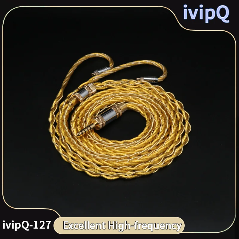 ivipQ-127 8 Core Shielded 7N OCC Gold-plated IEM Earphone Extension Cable MMCX 2PIN For High Frequency Dedicated Cable GK200 F1Pro