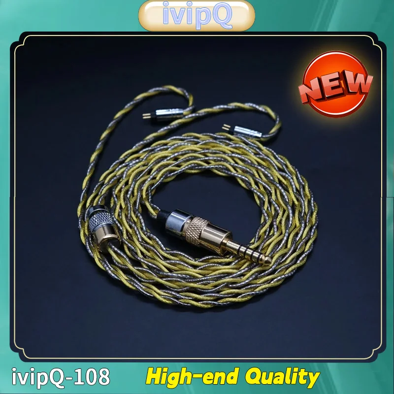 ivipQ-108 HiFi 4-Core Earphone Upgrade Cable Single Crystal Silver+Copper Alloy Oil Soaked With MMCX/0.78mm/2PIN/2.5/3.5/4.4mm