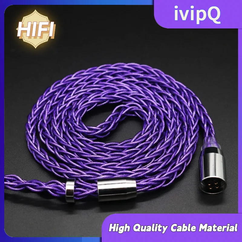 ivipQ-74 MMCX/0.78mm 2 Pin Interchangeable Plug 2.5/3.5/4.4mm High-end Headphone Cable 8 Core Silver Foil Modular Earphones Wire