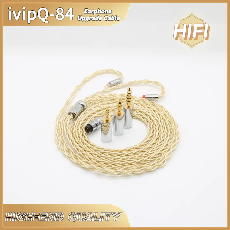 ivipQ-84 Modular Upgrade Cable (2.5mm+3.5mm+4.4mm),8-core Graphene OCC Silver Plating Earphone Replacement Wire 0.78 2PIN/MMCX/QDC