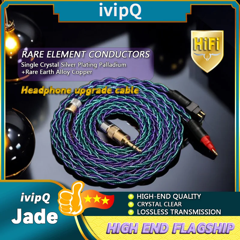 ivipQ-57 DIY Flagship HIFI 8 Core Headphone Upgrade Cable With 2.5/3.5mm/4.4mm 4PIN XLR For Sennheiser HD650 HD800 HIFIMAN ANAND