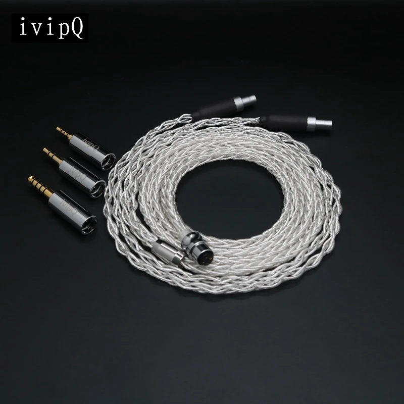 ivipQ 38 High Purity 7N OCC+Single Crystal Copper Silver Plated Modular Earphone Upgrade Cable For HD580 HD650 HD800 HIFIMAN