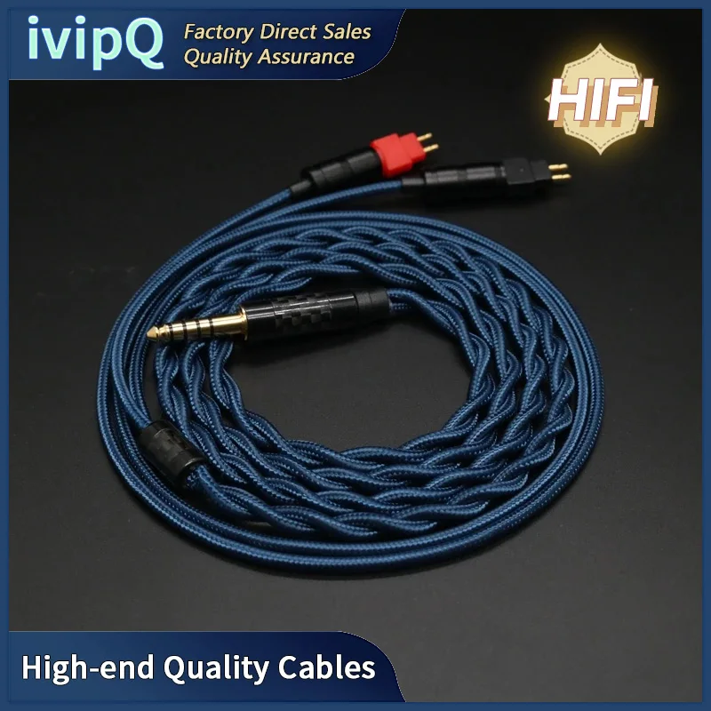 ivipQ-97 2 cores Silver Plated OCC Handmade Headphone Replacement Cable For HD580 HD650 HD800 HIFIMAN ANANDA Blue