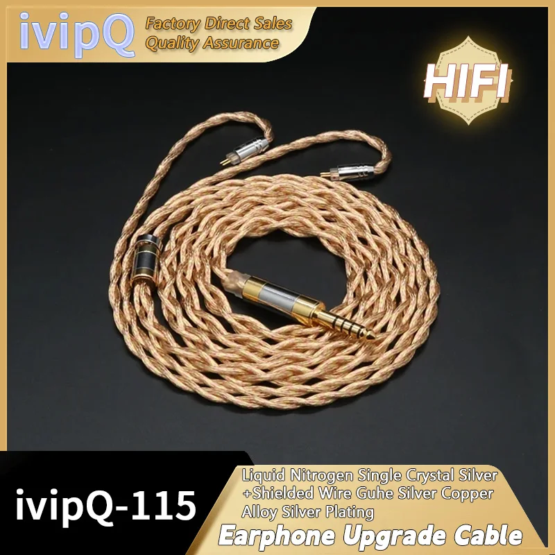 ivipQ-115 Shielded Wire Liquid Nitrogen Single Crystal Silver Earphone Upgrade Cable With MMCX/2PIN 0.78/N5005 For Conch V11 V12 MK3