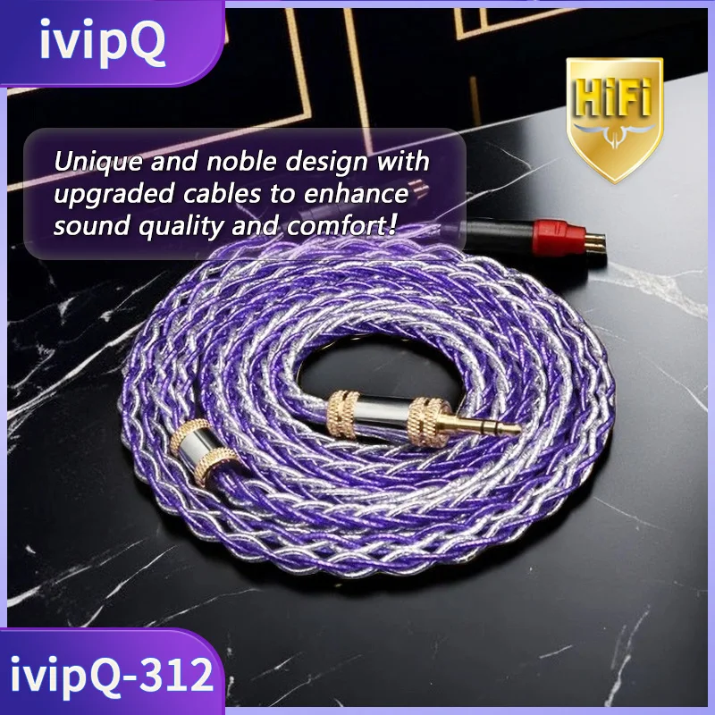 ivipQ 312 Flagship High-end 8 Core Headphone Replacing Cable With 3.5mm/4.4mm 4PIN XLR For HD560 HD650 HD700 HD800 HIFIMAN ANAND