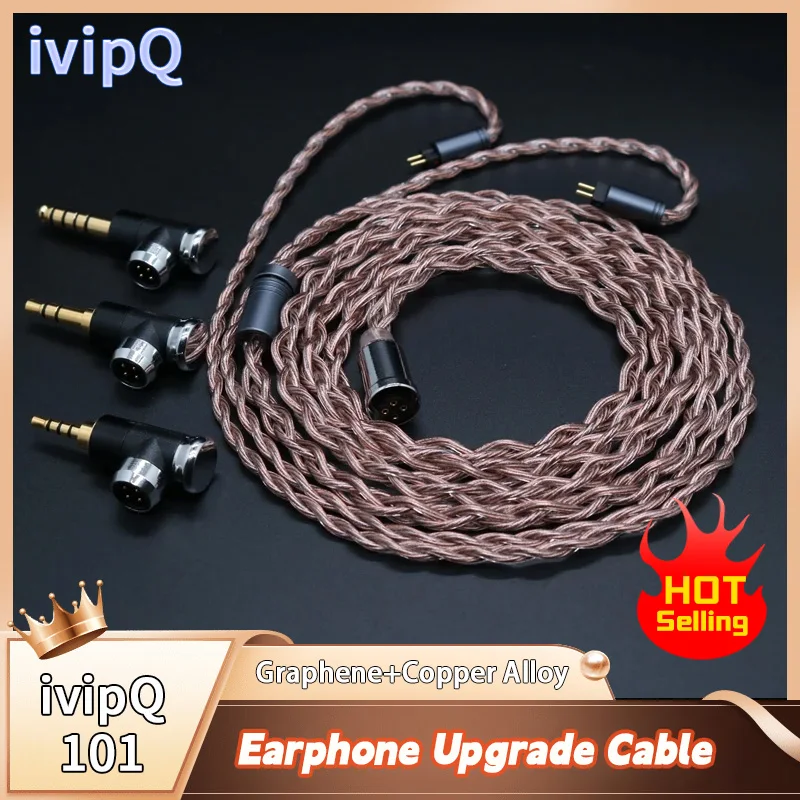 ivipQ-101 MMCX/0.78mm 2PIN QDC L-Type Modular Plugs 2.5/3.5mm/4.4mm 4 Core LITZ Graphene+Copper Alloy High-end Earphones Cable