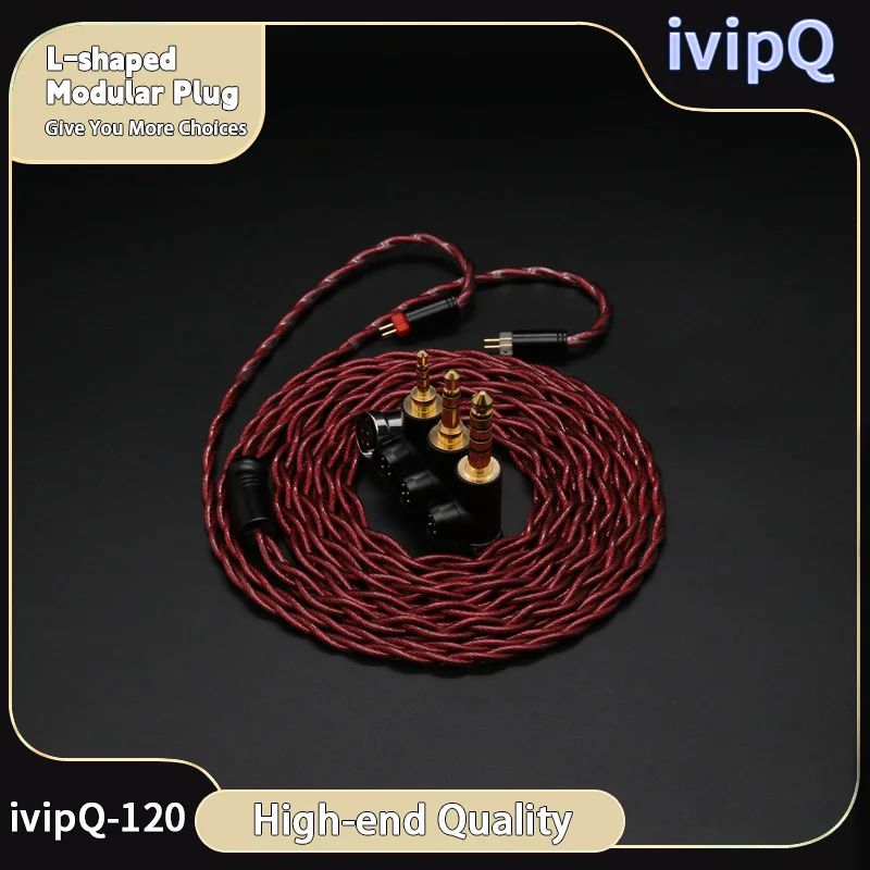 ivipQ-120 26AWG 7N OCC Palladium Plated L-type Modular Plugs 3-in-1 Earphone Upgrade Cable With MMCX/2PIN/0.78mm/QDC/N5005 For AKG