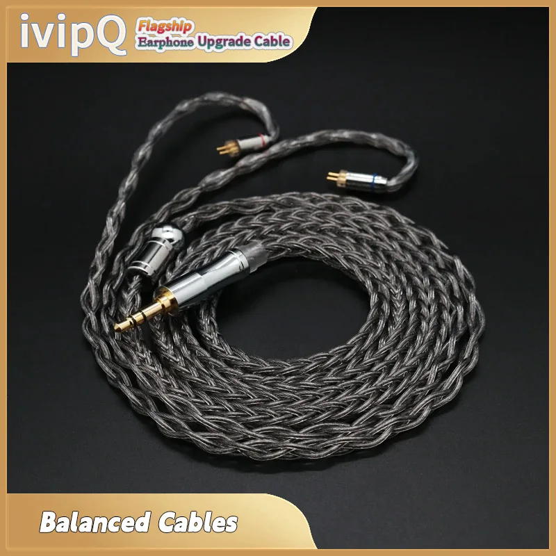 ivipQ-85 Balanced Wire Graphene & Sterling Silver Palladium Plated In-ea Earphone Upgrade Cable 2.5/3.5MM/4.4 MM With MMCX/2PIN Connector