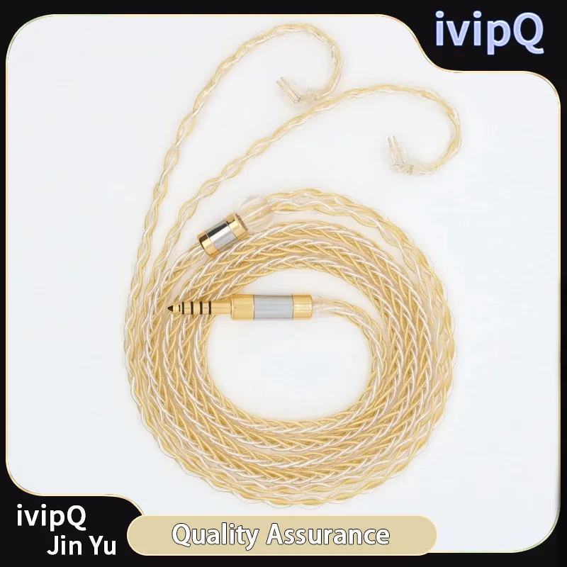 ivipQ-Jin Yu 8-Core Sterling Silver Gold-plated Wire MMCX/2-PIN/QDC/TFZ Pin 2.5/3.5/4.4mm Earphone Cable, For DB3/F3/NK10/FR12/SP12T2