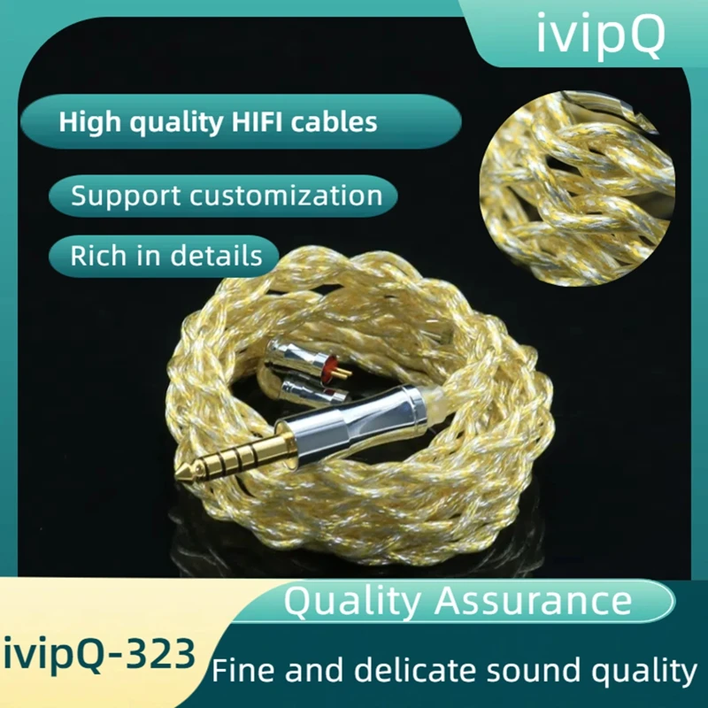 ivipQ-323 HIFI In-Ear Headphone Upgrade Cable with 4.4 mm 3.5 mm MMCX 2 PIN QDC N5005 TFZ IE900 6.35mm For TANZU SE535 UE900S