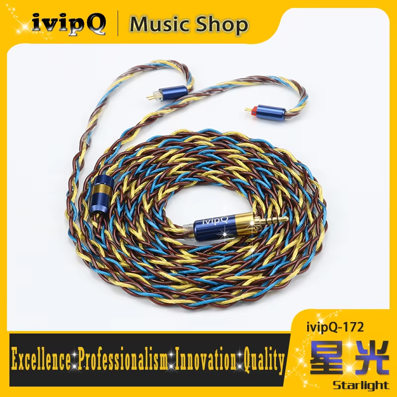 ivipQ-172 Starlight 8 Core HiFi Earphone Upgrade Cable Mixed Conductor Replace Wire with 2Pin 0.78 MMCX IE900 for FH19 GGC IQ-03