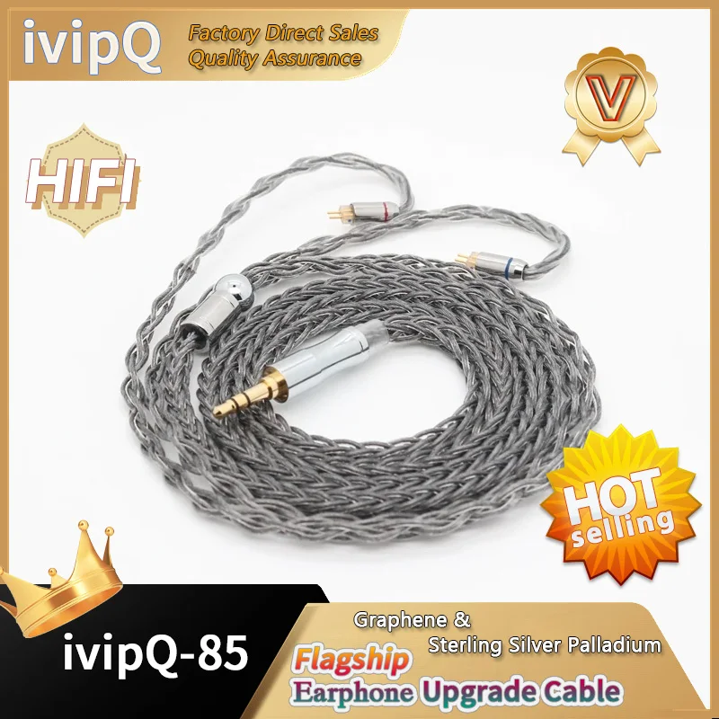 ivipQ-85 Balanced Wire Graphene & Sterling Silver Palladium Plated In-ea Earphone Upgrade Cable 2.5/3.5MM/4.4 MM With MMCX/2PIN Connector
