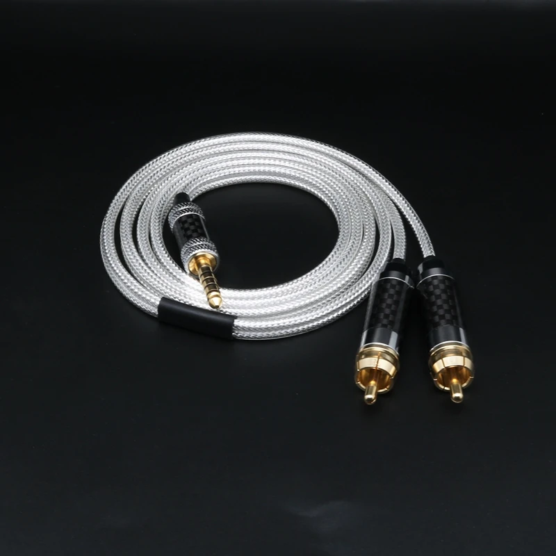 ivipQ Guhe 7N Single Crystal Copper Silver Plated Shielded 3.5mm jack to 2RCA for Amplifier Mobile Phone Computer Desktop Audio