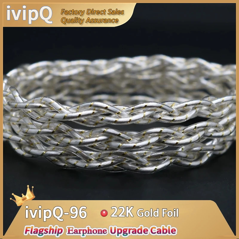 ivipQ-96 Flagship Cable 4 Cores Litz Sterling Silver Palladium +22K Gold Foil Earphone Upgrade Wire With MMMCX 0.78MM/2PIN For AKG
