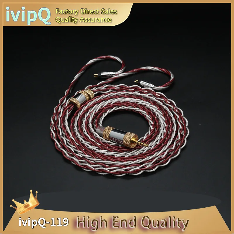 ivipQ-119 Flagship Earphone Upgrade Cable 26AWG 7N OCC Silver Plated and OCC Palladium Plated Mix 3.5/2.5/4.4 MMCX/2PIN 0.78mm/N5005