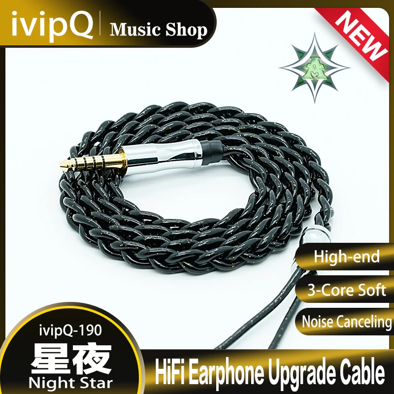 ivipQ-190 Night Starry Liquid Nitrogen Single Crystal Silve Litz In-Earr HiFi Earphone Cable 0.78/2Pin/MMCX for Davinci Cantor