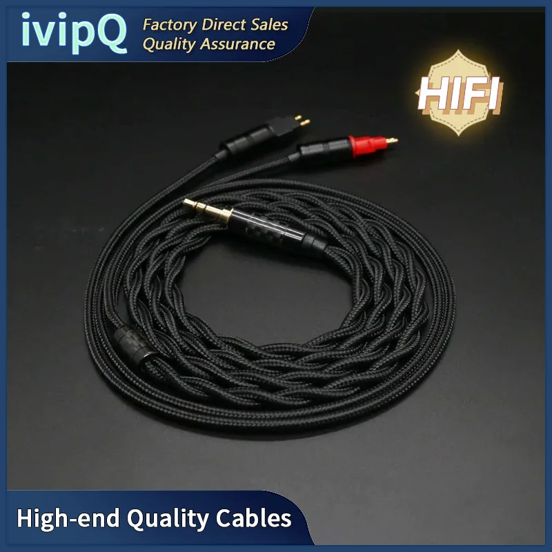 IvipQ-98 리츠 헤드폰 교체 케이블, HIFIMAN ANANDA 블랙, 2 코어, 5N UPOCC OCC 구리 케이블, HD580, HD650, HD800